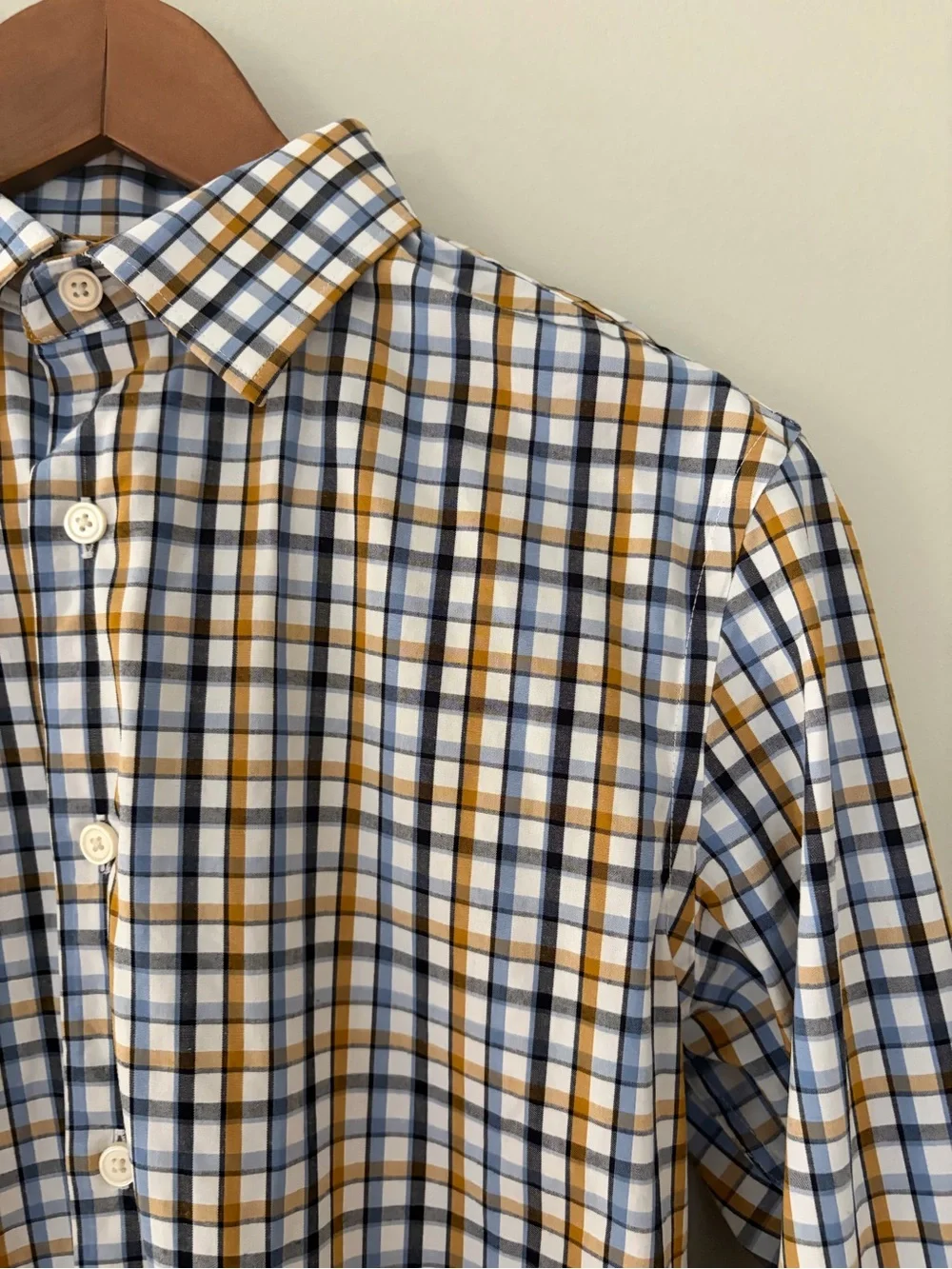 Banana Republic Athletic Fit Dress Shirt Blue White Tan Button-Up Cotton XS